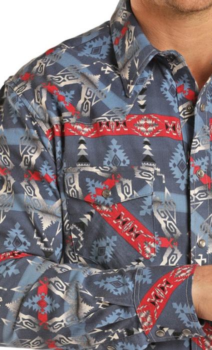 Dale Brisby Aztec Poplin Print Snap Shirt  B2S2328 ROCK & ROLL DENIM