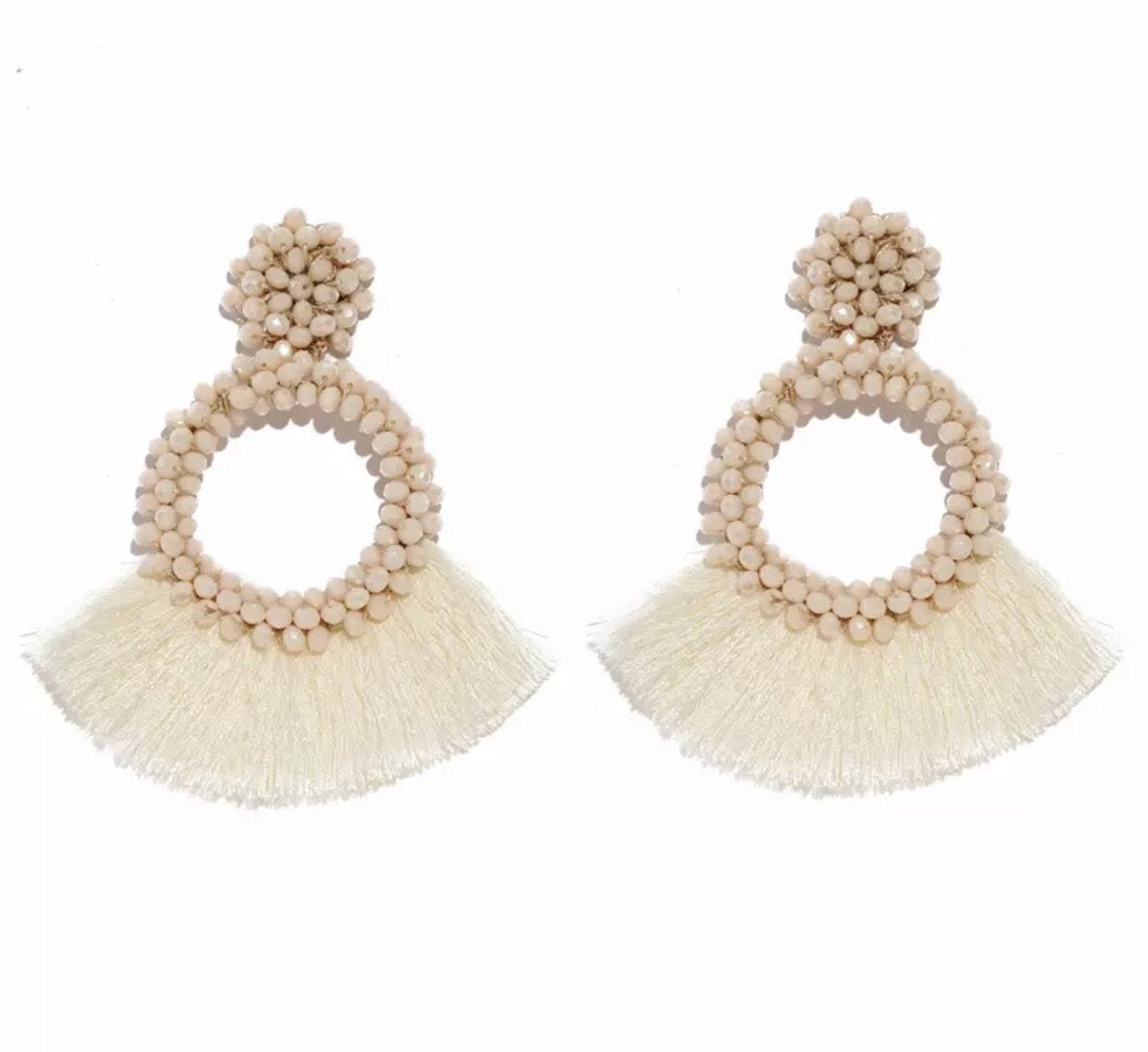 White tassel earrings