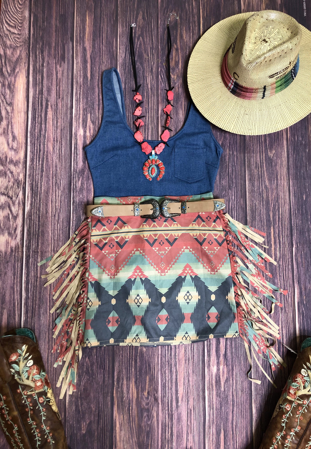 Aztec print skirt