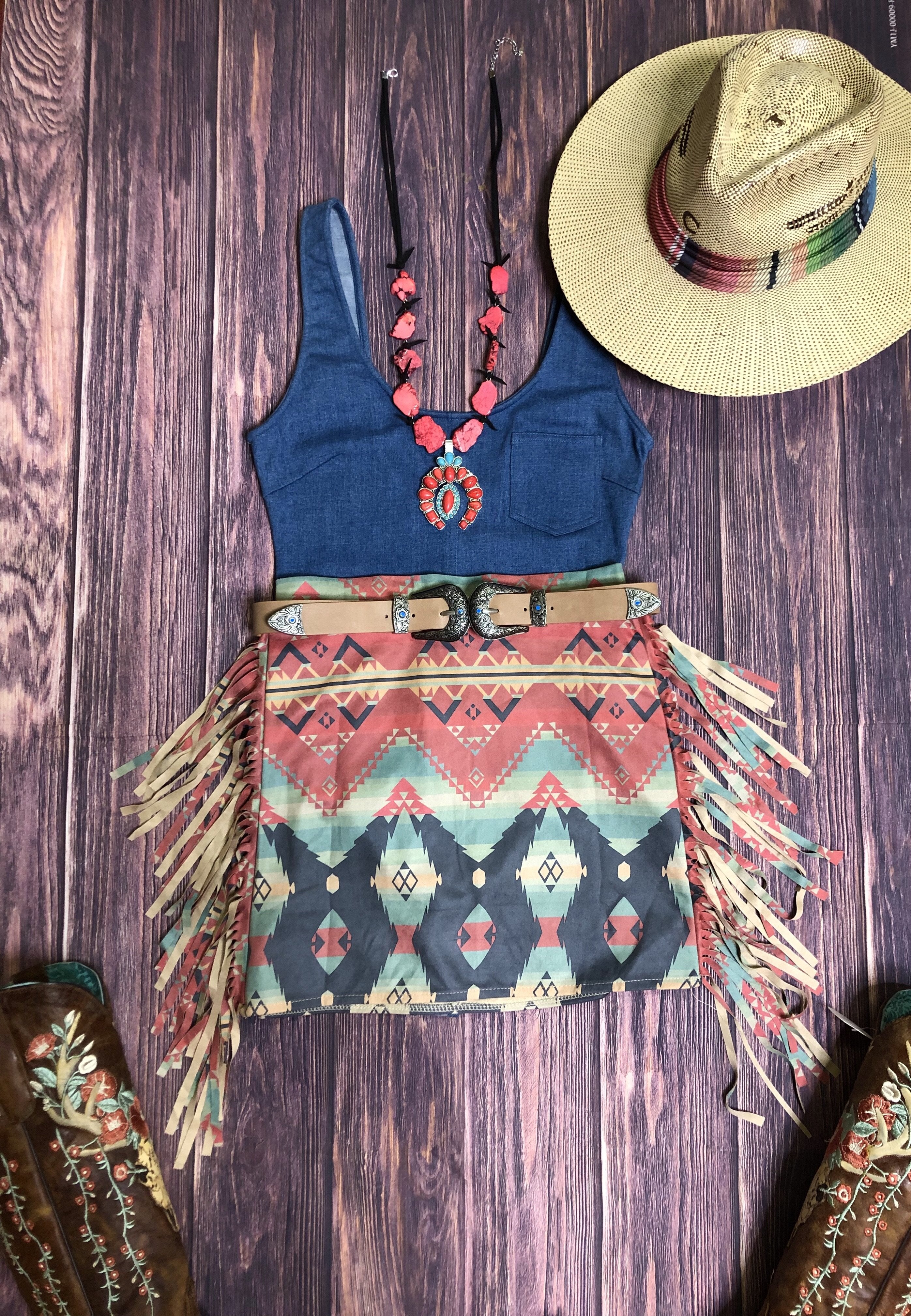 Aztec print skirt