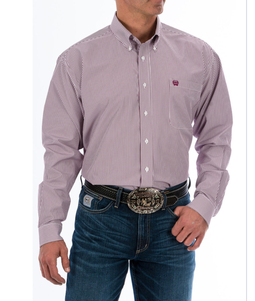 CINCH MENS LONG SLEEVE STRIPE - BUR MTW1104730