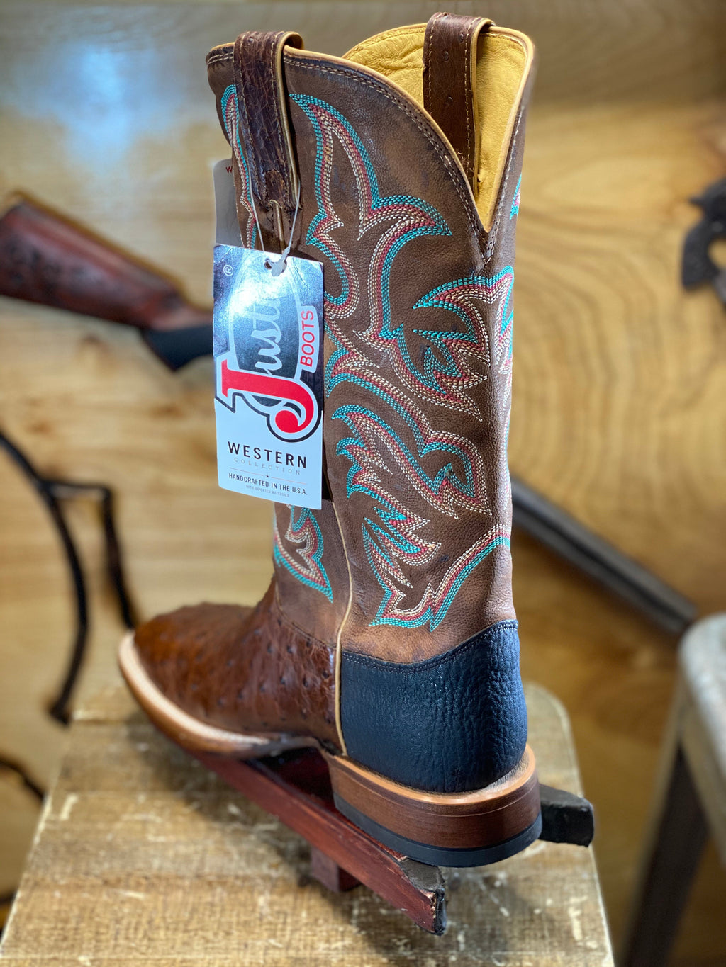 8577 JUSTIN BOOTS ®️ ORIGNAL TABACO OSTRISH BOOTS