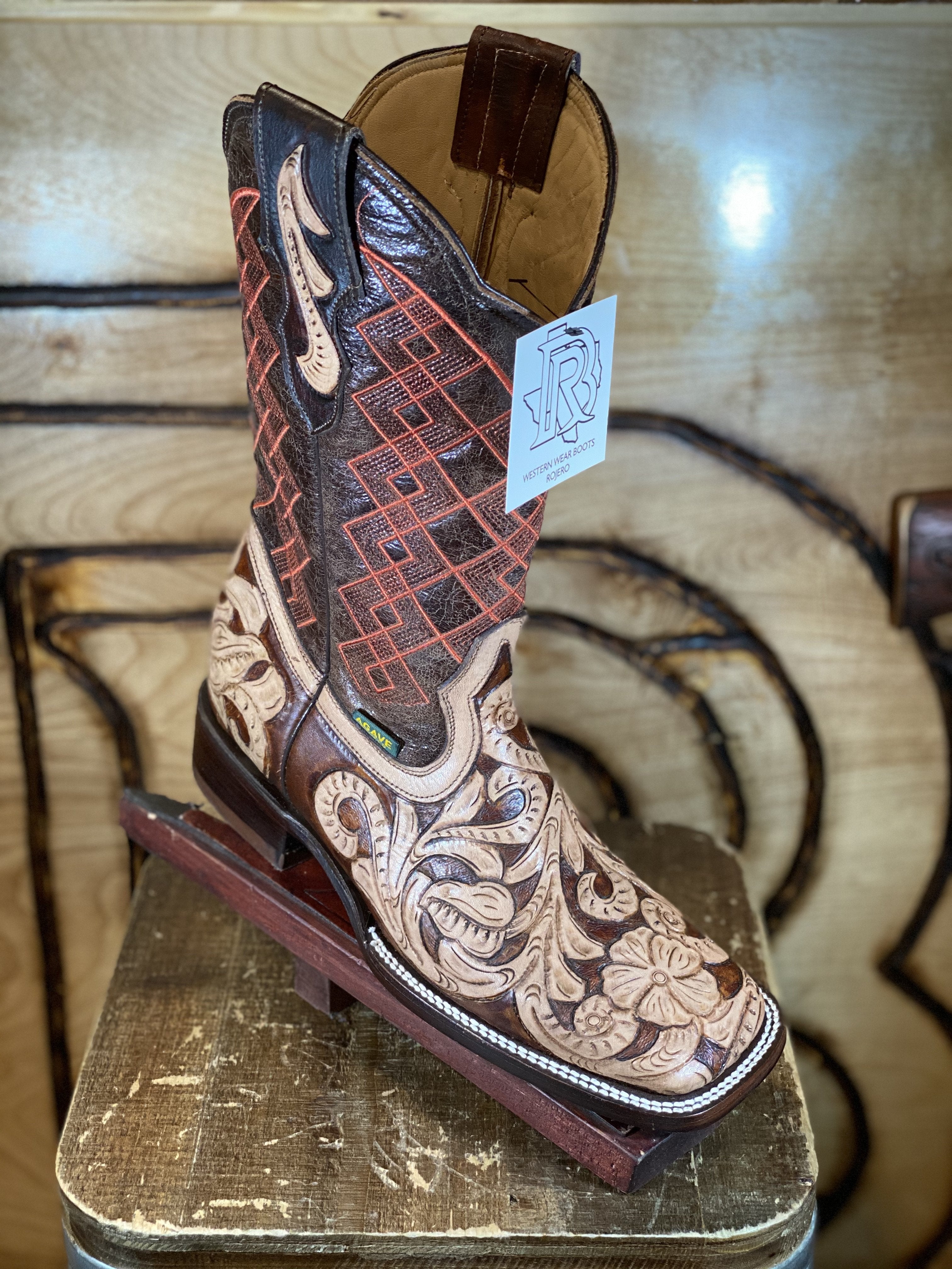 TOOLED LEATHER BOOT HANDMADE