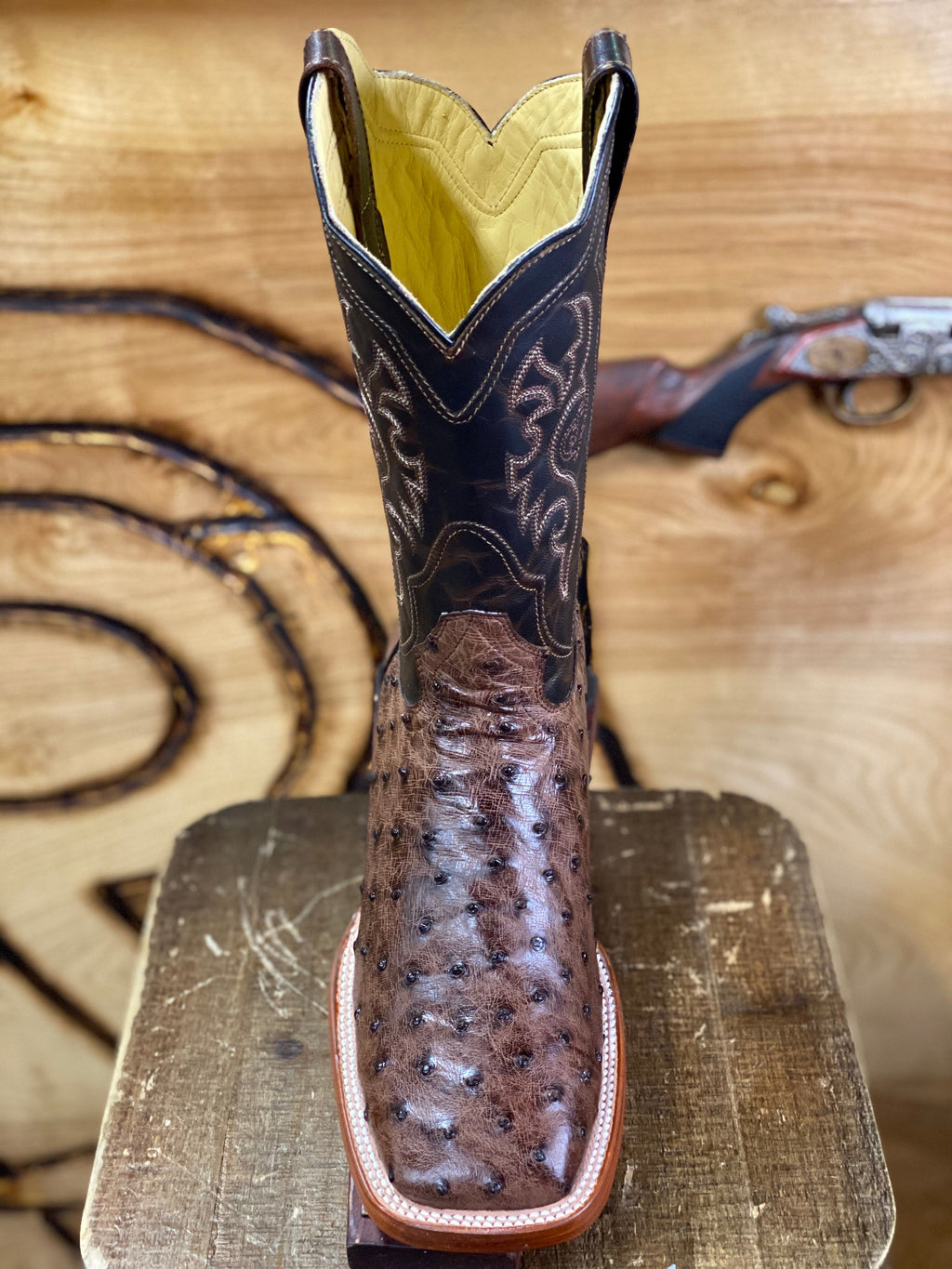 BR BOOTS: OSTRISH BRUCCIATO TOBACO (avestruz brucciato tobaco)
