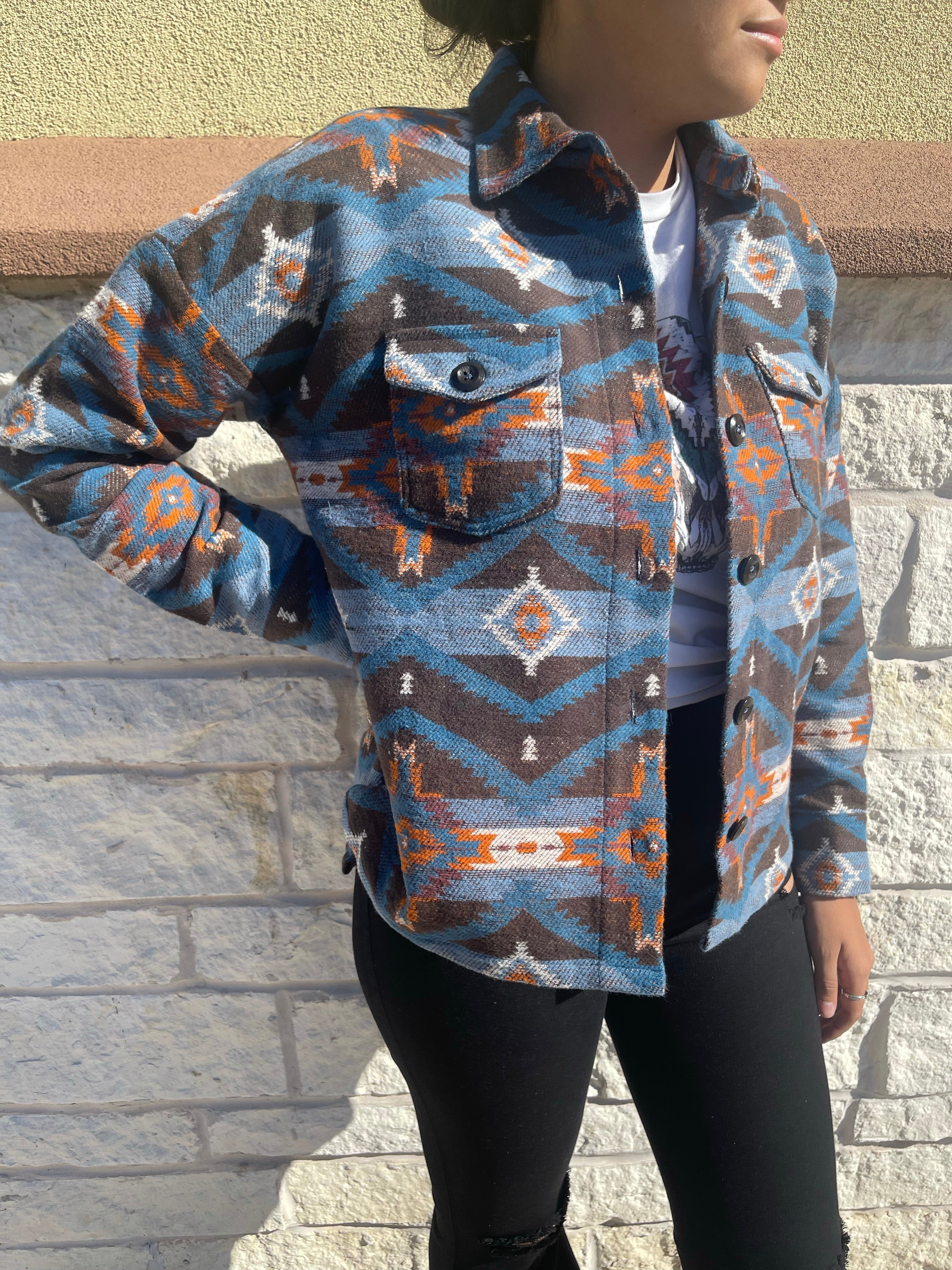 Junior's Long Sleeve Shirt Jacket Dark Brown (52-2048)