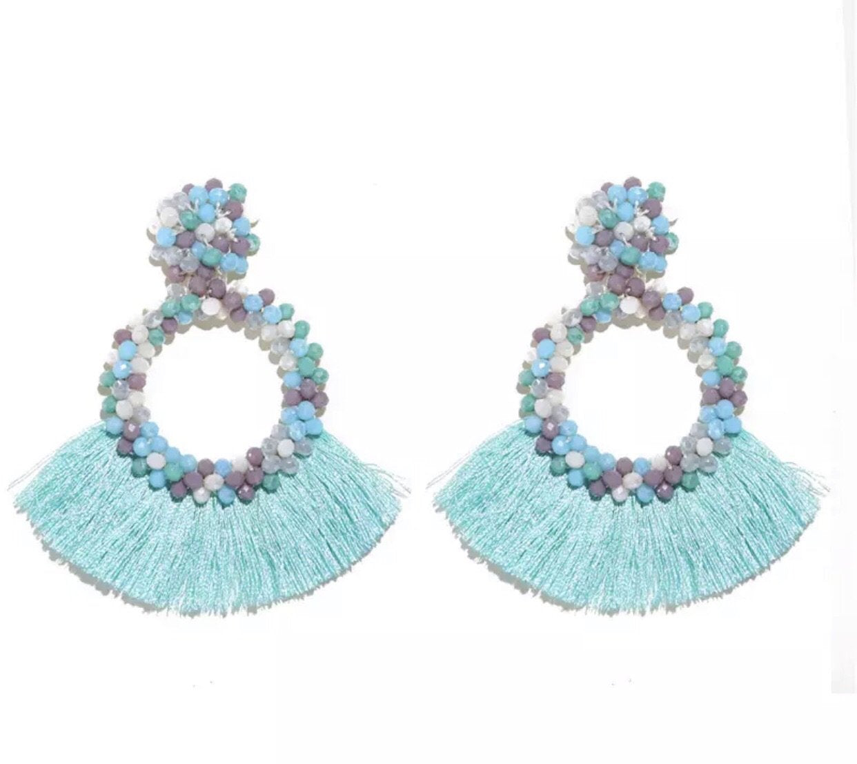 Torquoise tassel earrings