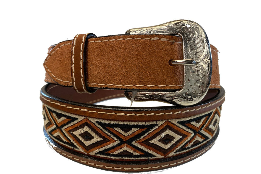 RANGER BELT | EMBROIDERED DIAMOND X RUST TAN BROWN MEN BELT IFB-900
