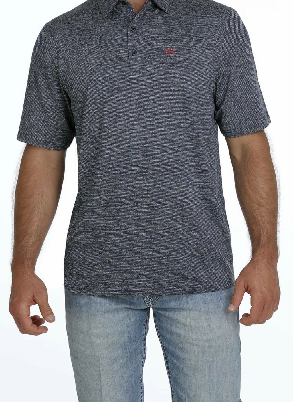 “ Cooper “ | MEN POLO SHIRT NAVY STRIPS CINCH WESTERN