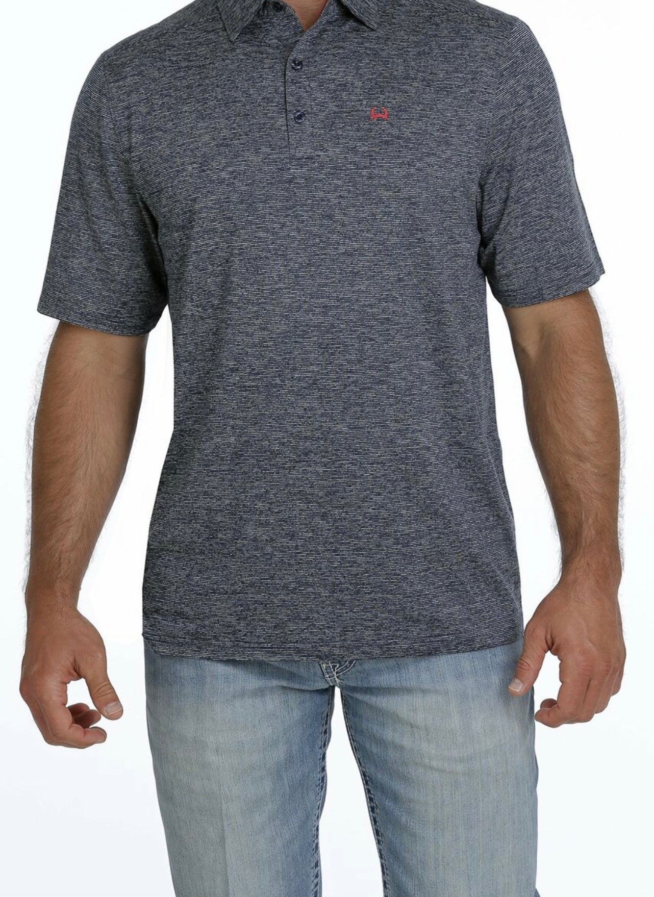“ Cooper “ | MEN POLO SHIRT NAVY STRIPS CINCH WESTERN