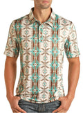 MEN'S SHORT SLEEVE PRINTED POLO TEAL ROCK & ROLL | PPMT53RZ7B