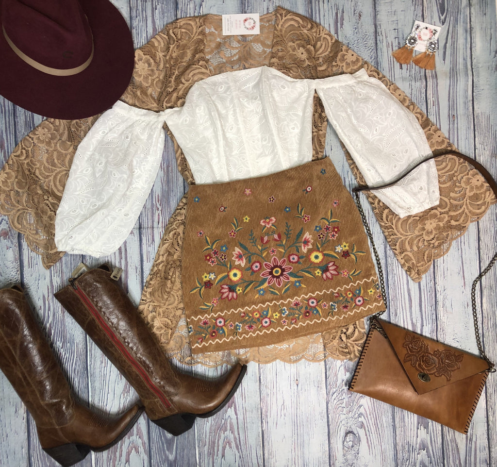 Brown suede skirt