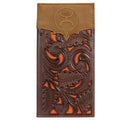 HOOey Western Mens Wallet Rodeo Signature Cutout Floral Brown Orange 1667137WOR