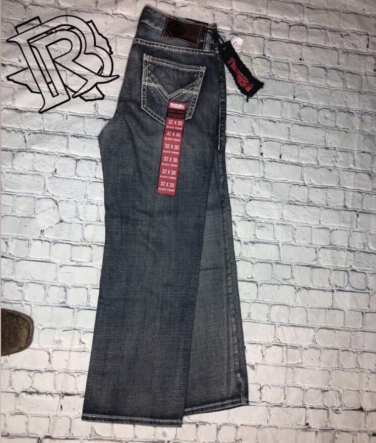 ROCK & ROLL COWBOY MEN'S DOUBLE BARREL MED WASH STRAIGHT LEG JEANS M0S1071