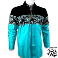MENS ROCK AND ROLL LS SNAP BLACK & TURQUOISE (30S3011)