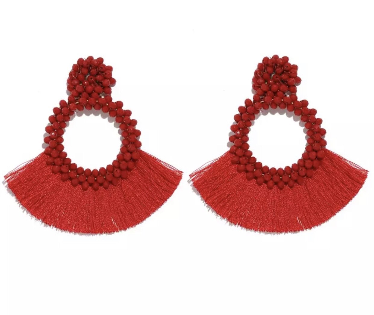 Red tassel earrings