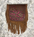 Half tooled leather with fringe crossbody