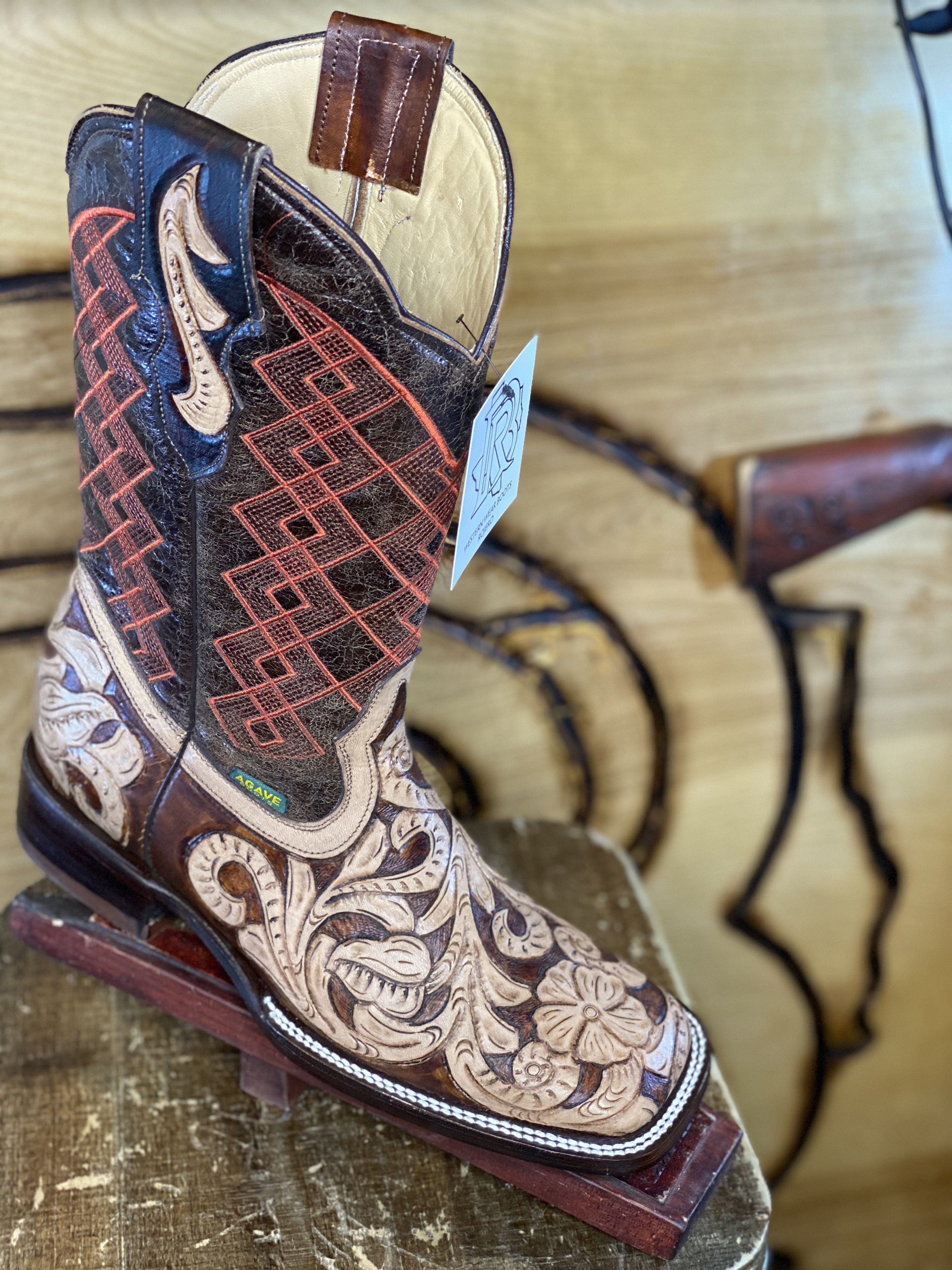 TOOLED LEATHER BOOT HANDMADE