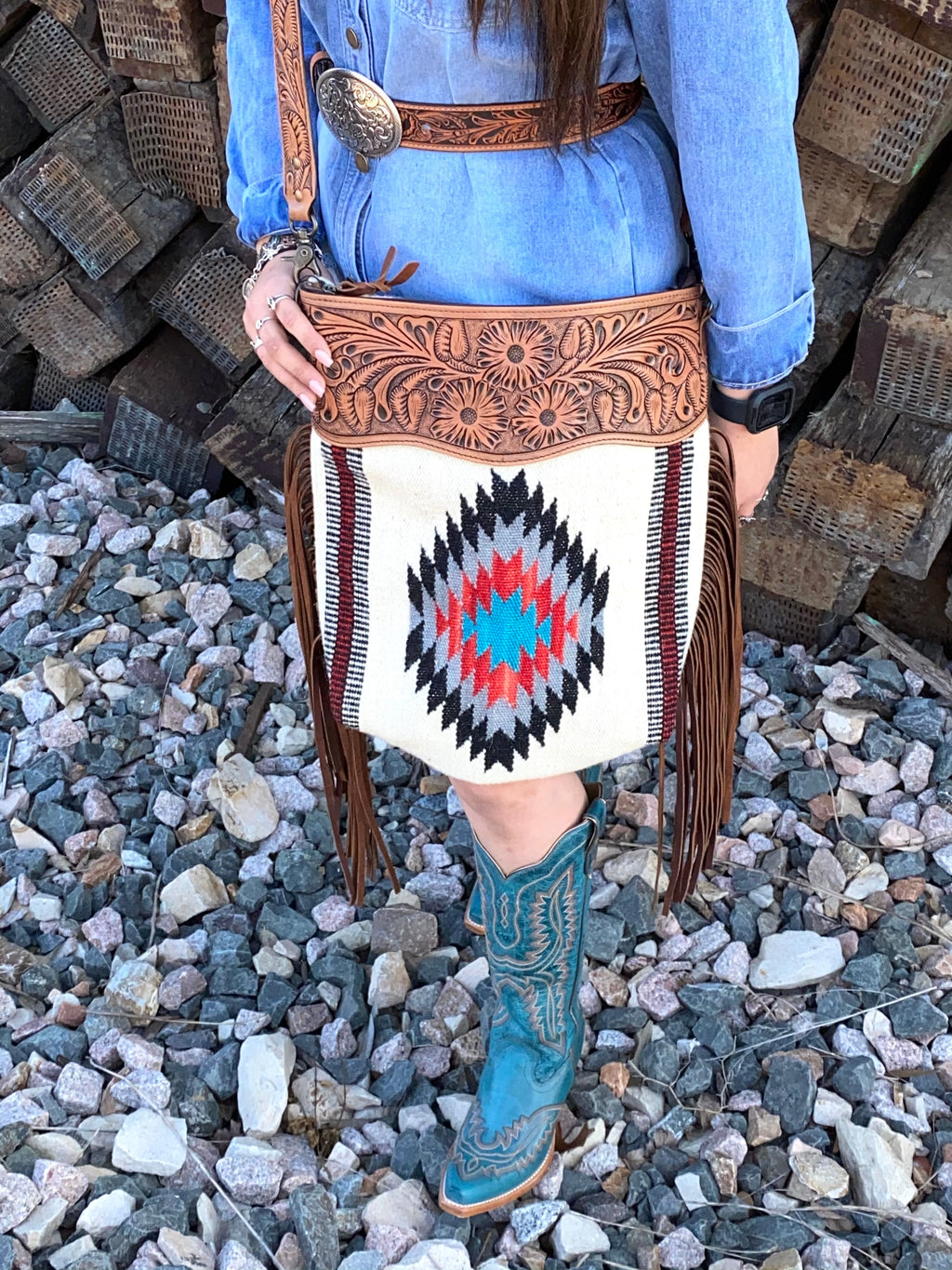 Fringe crossed body bag