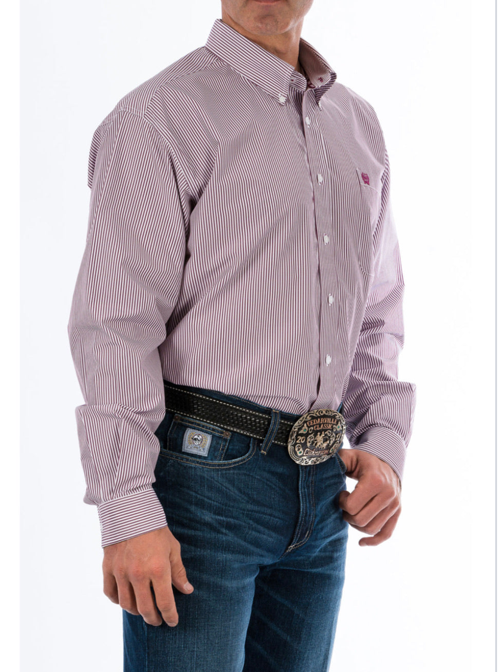 CINCH MENS LONG SLEEVE STRIPE - BUR MTW1104730