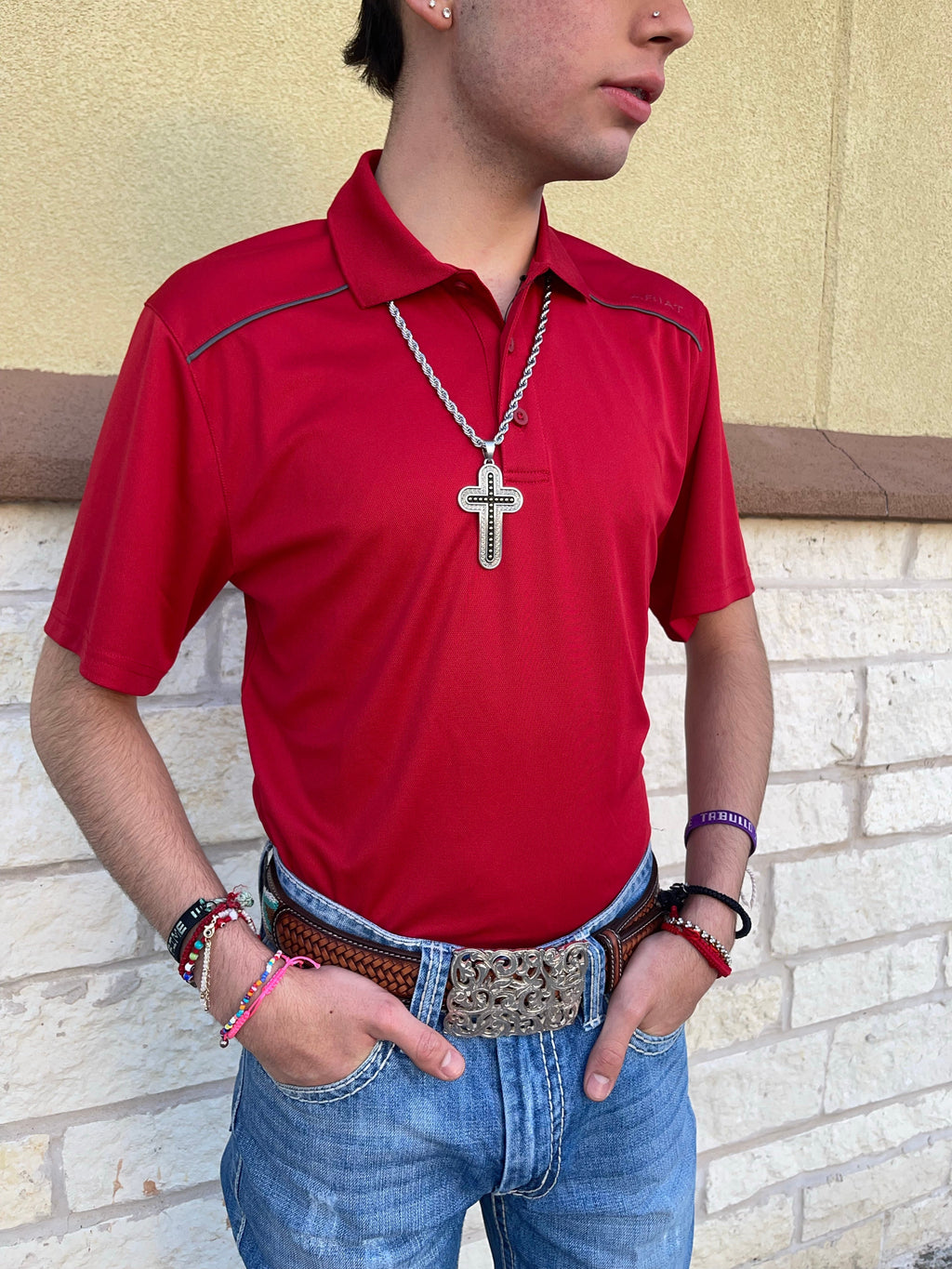 MEN POLO | ARIAT RED WESTERN POLO 10039411