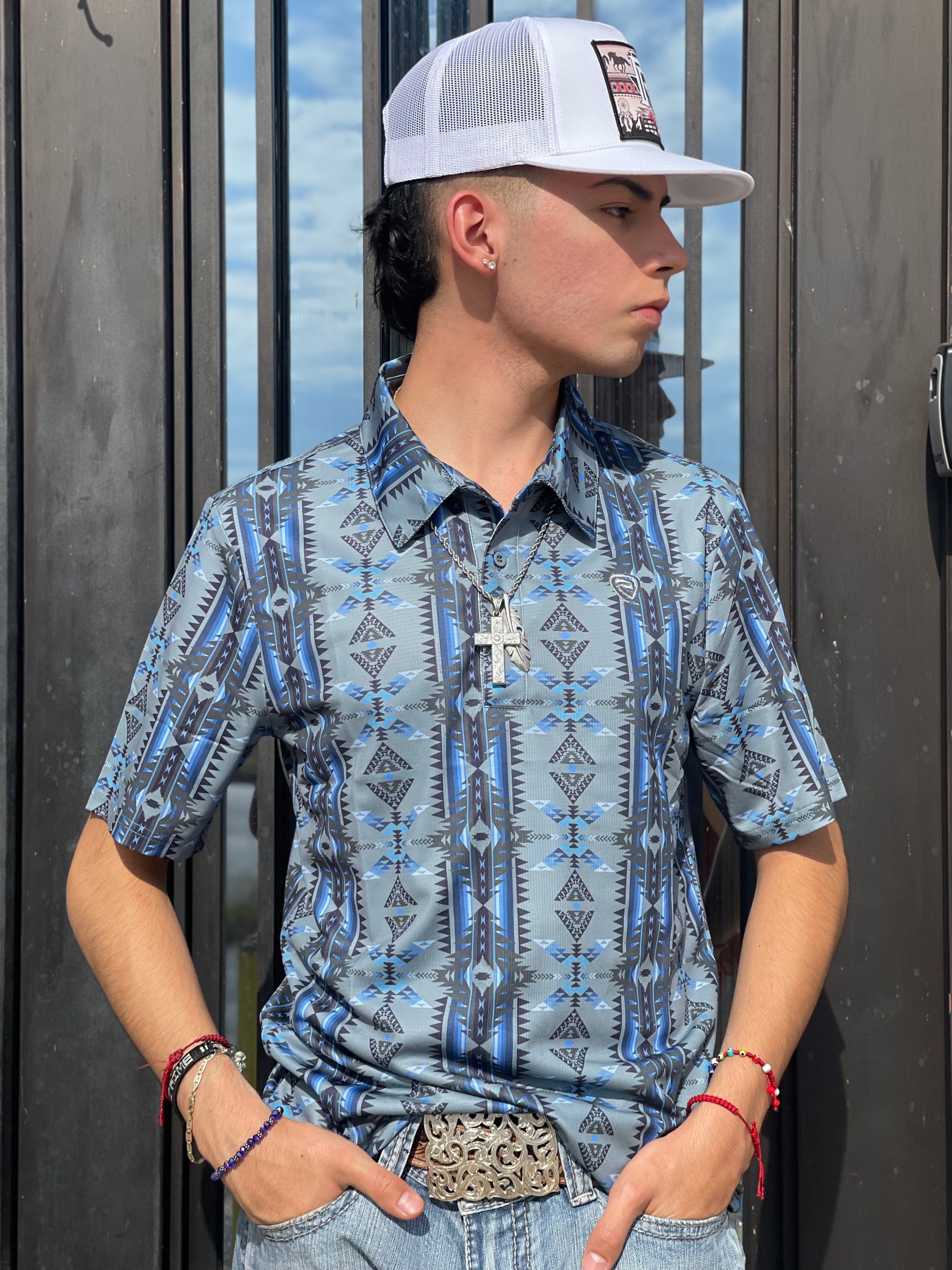 MENS PRINTED POLO SHIRT CHARCOAL ROCK & ROLL |RRMT51RZMJ