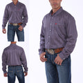 MENS NAVY, RED AND WHITE GEOMETRIC PRINT BUTTON-DOWN WESTERN SHIRT MTW1104888