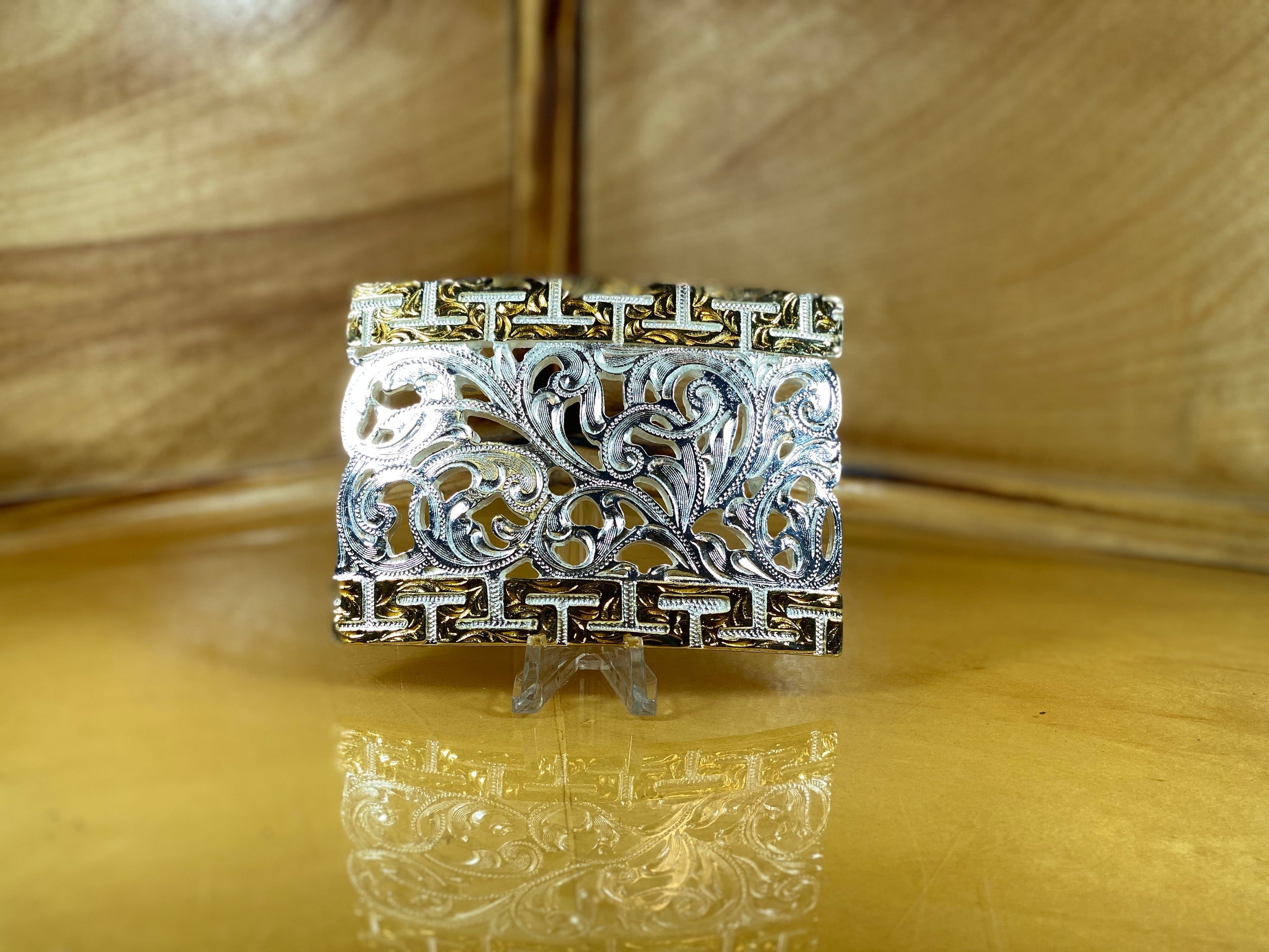 BELT BUCKLE | METAL TOOLED WESTERN COWBOY BUCKLE