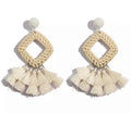 White fringe earrings