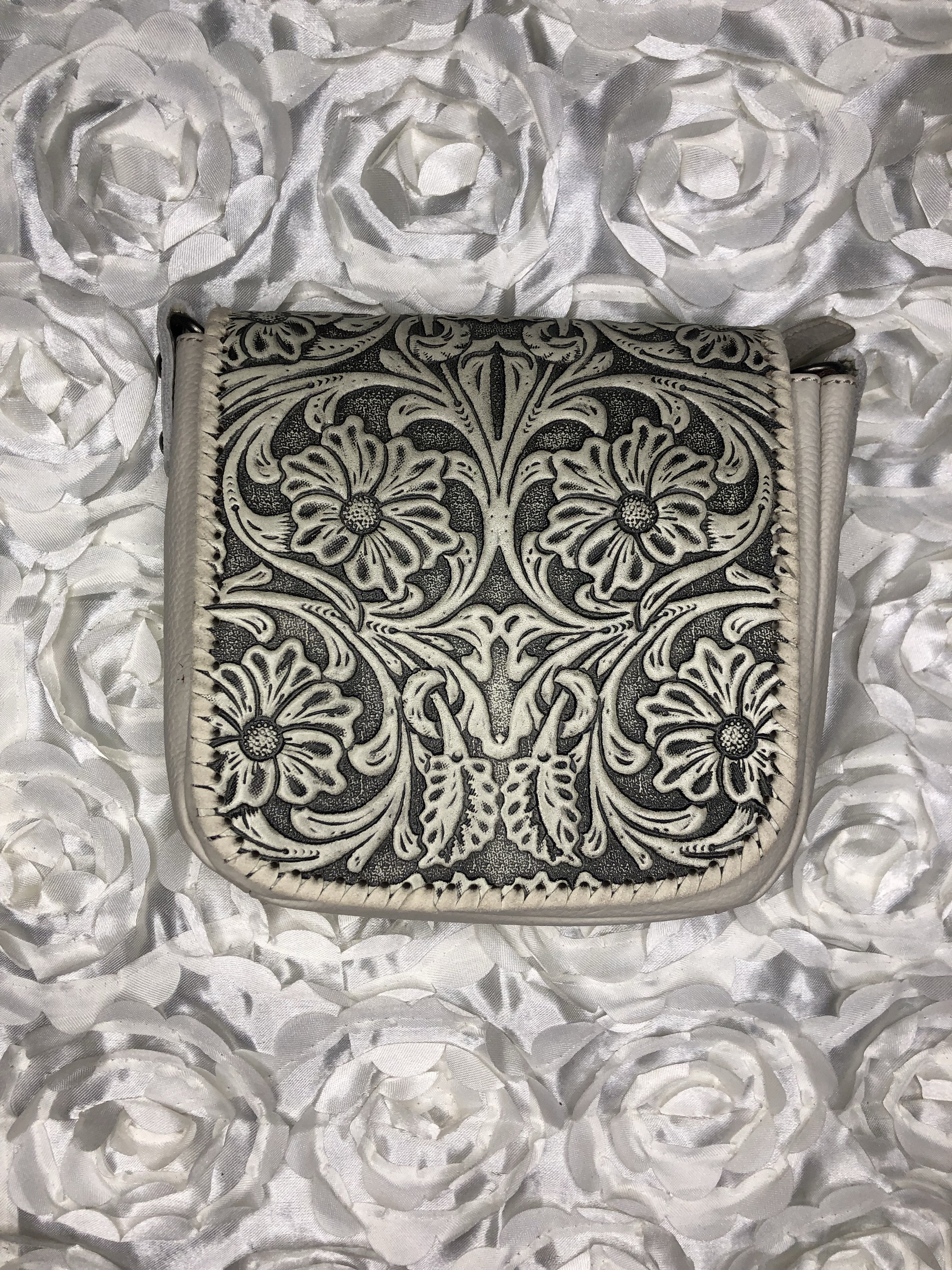 Tooled leather crossbody