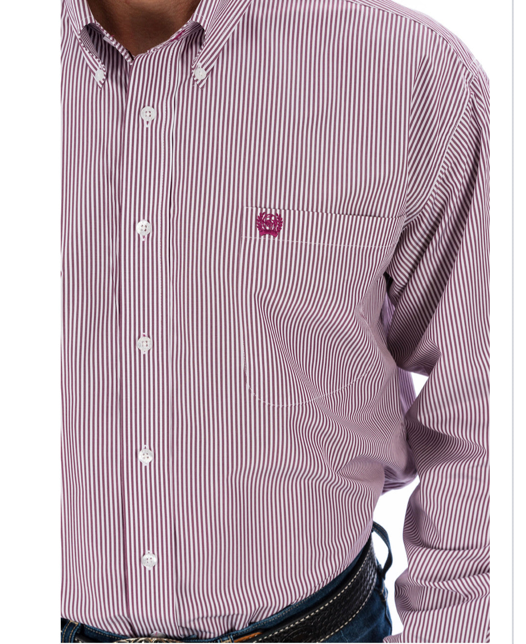CINCH MENS LONG SLEEVE STRIPE - BUR MTW1104730