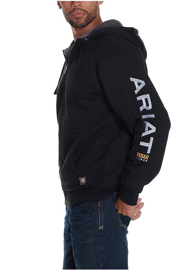 ARIAT MEN'S REBAR ALL -WTHR FULL ZIP HOODIE BLACK (10027833)