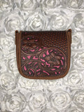 Tooled leather crossbody bag