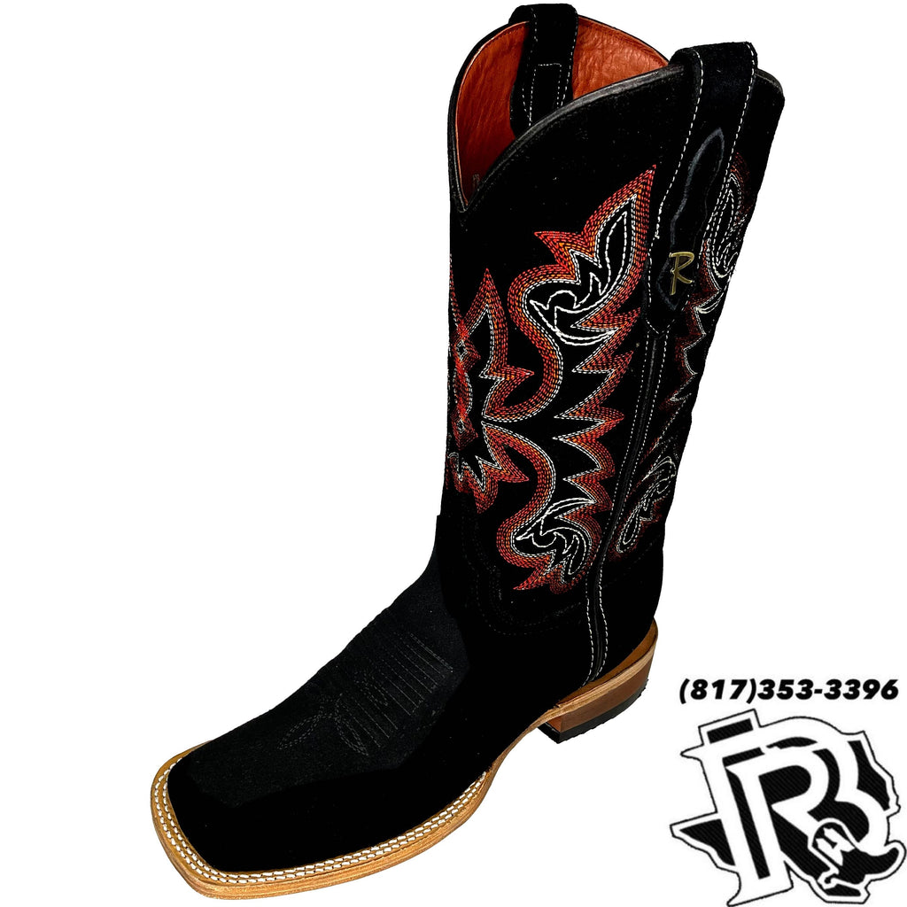 BLACK ROUGHT OUT | MEN SQUARE TOE BOOTS HANDMADE