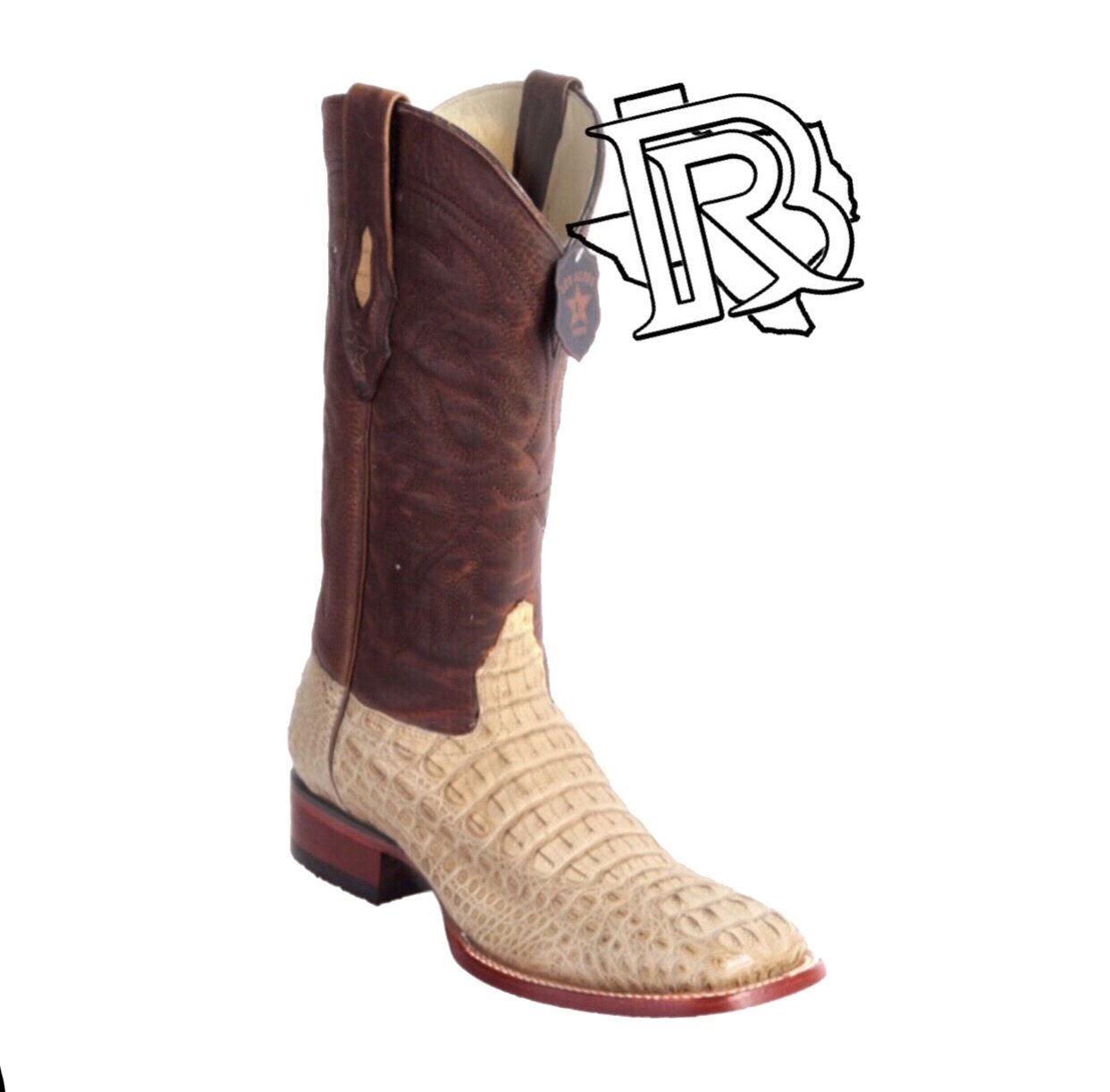 Caiman HornBack Wide Square Toe: Honey Grasso