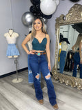 LIZ HUNTER GREEN COTTON RUFFLE BRALETTE