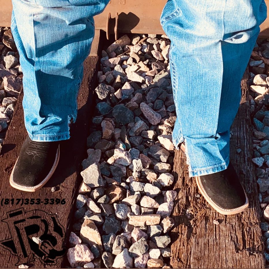 BLACK ROUGHT OUT | MEN SQUARE TOE BOOTS HANDMADE