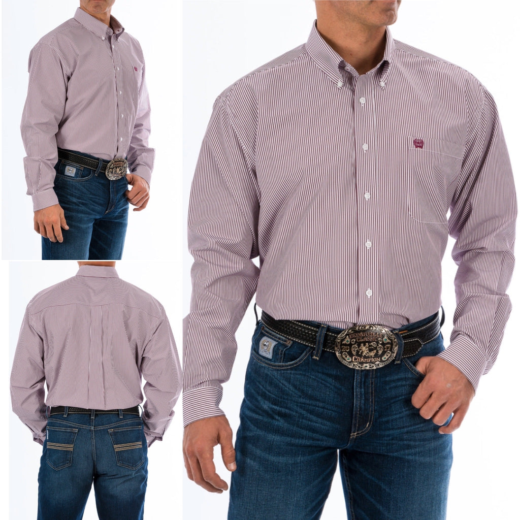 CINCH MENS LONG SLEEVE STRIPE - BUR MTW1104730