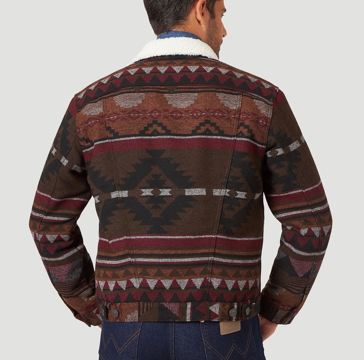 MEN'S WRANGLER® SHERPA LINED JACQUARD PRINT JACKET