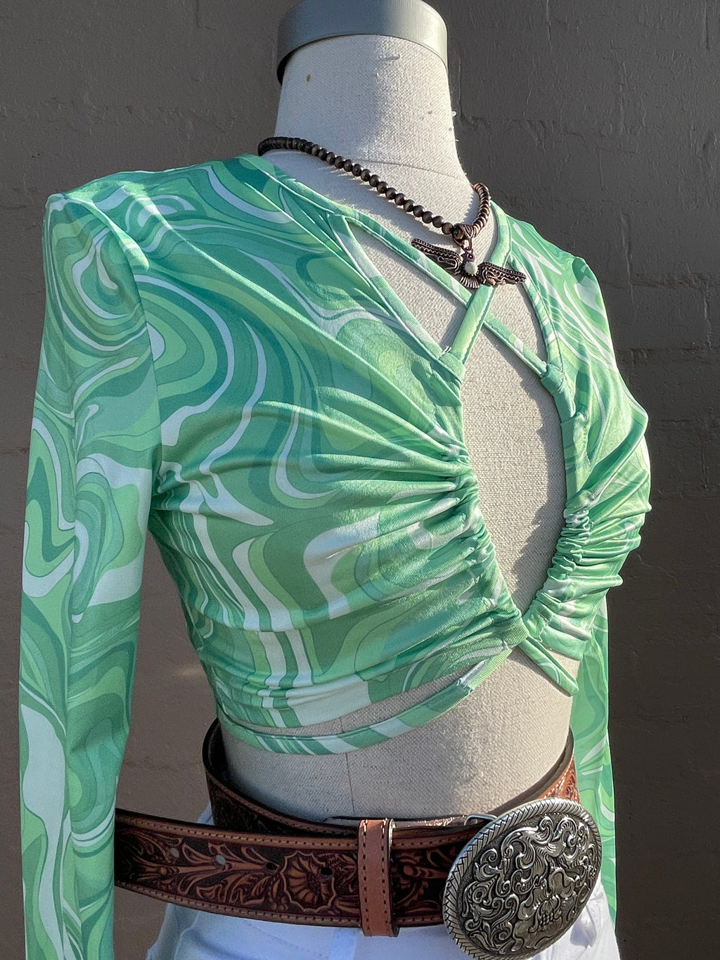 Crisscross Tie Front Crop Top