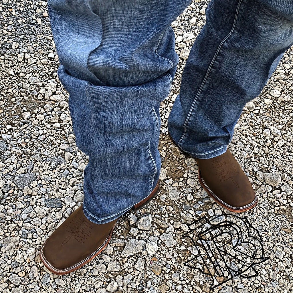 DARK BROWN | MEN SQUARE TOE WESTERN COWBOY BOOTS
